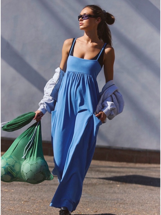 FP Movement by Free People Pants - NWT FP Movement Hot Shot Strappy Onesie Light Cobalt Blue XL